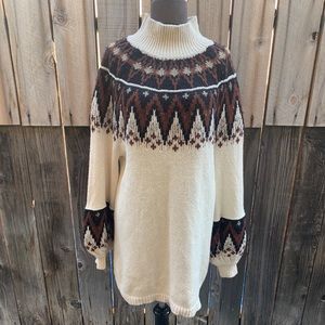 Free People fair isle Scotland sweater mini dress